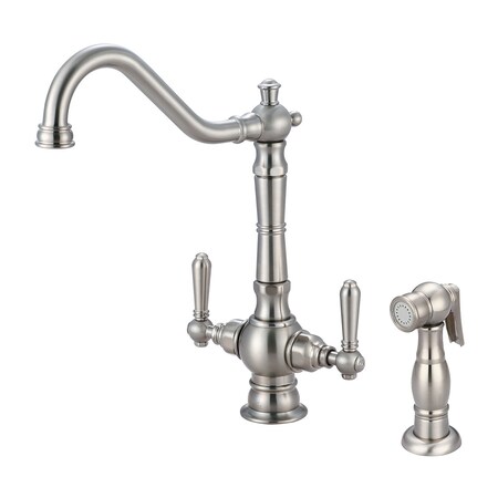 Pioneer Industries Two Handle Kitchen Faucet, Compression Hose, Single Hole, Brushed Nckl, Weight: 8.5 2AM401-BN